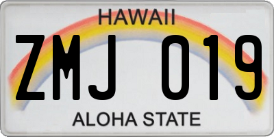 HI license plate ZMJ019