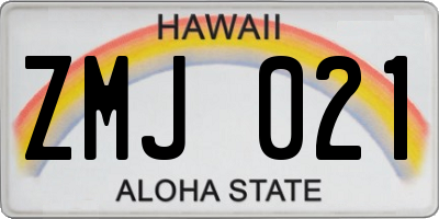 HI license plate ZMJ021