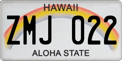 HI license plate ZMJ022