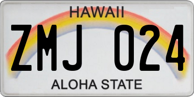 HI license plate ZMJ024