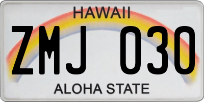 HI license plate ZMJ030