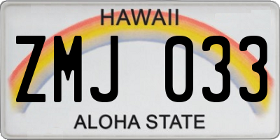 HI license plate ZMJ033