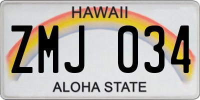 HI license plate ZMJ034