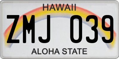 HI license plate ZMJ039