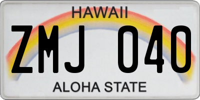 HI license plate ZMJ040