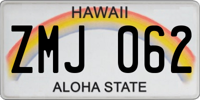HI license plate ZMJ062