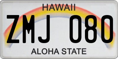 HI license plate ZMJ080