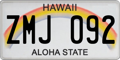HI license plate ZMJ092