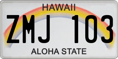 HI license plate ZMJ103