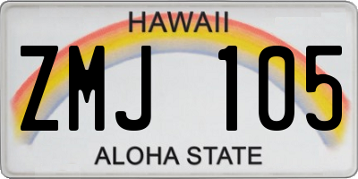 HI license plate ZMJ105