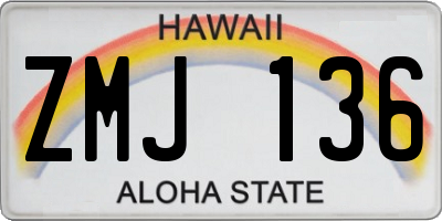 HI license plate ZMJ136