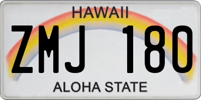 HI license plate ZMJ180