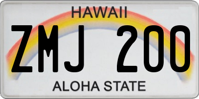 HI license plate ZMJ200