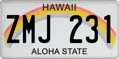 HI license plate ZMJ231
