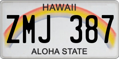 HI license plate ZMJ387