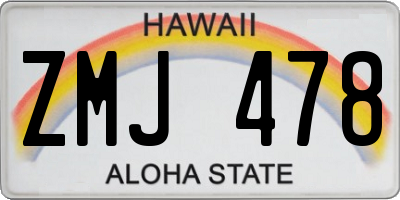 HI license plate ZMJ478