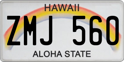 HI license plate ZMJ560