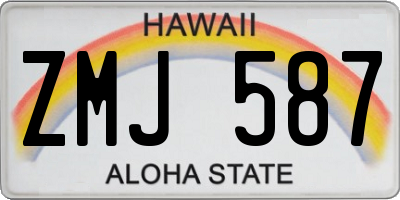 HI license plate ZMJ587