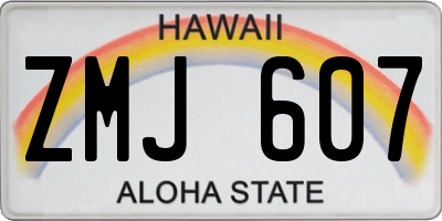 HI license plate ZMJ607