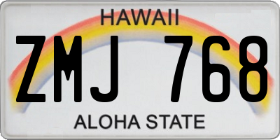 HI license plate ZMJ768