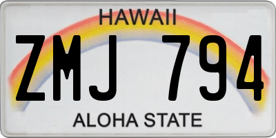 HI license plate ZMJ794