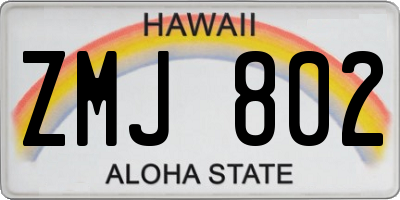 HI license plate ZMJ802