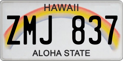 HI license plate ZMJ837
