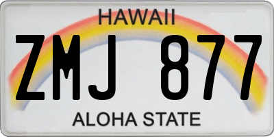 HI license plate ZMJ877