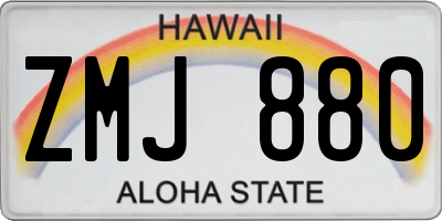 HI license plate ZMJ880