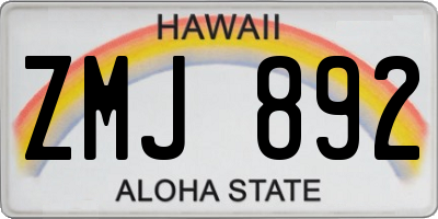 HI license plate ZMJ892
