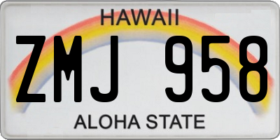 HI license plate ZMJ958