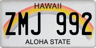 HI license plate ZMJ992
