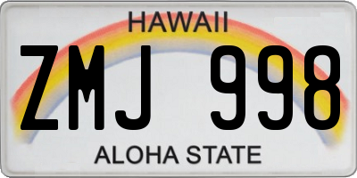 HI license plate ZMJ998