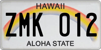 HI license plate ZMK012