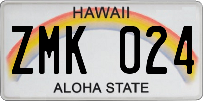HI license plate ZMK024