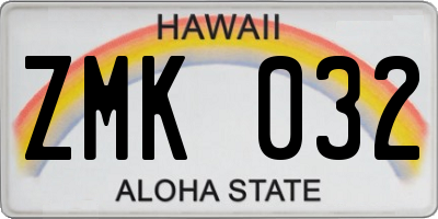 HI license plate ZMK032