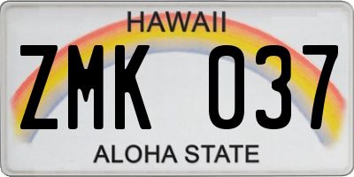HI license plate ZMK037