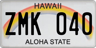 HI license plate ZMK040