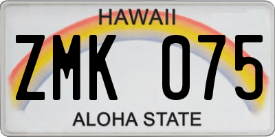HI license plate ZMK075