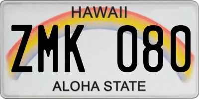 HI license plate ZMK080
