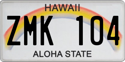 HI license plate ZMK104