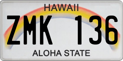 HI license plate ZMK136