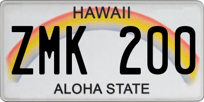 HI license plate ZMK200
