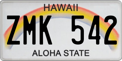 HI license plate ZMK542