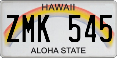 HI license plate ZMK545