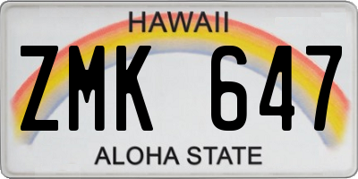 HI license plate ZMK647