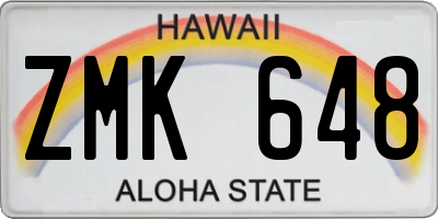 HI license plate ZMK648