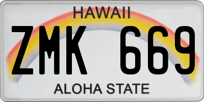 HI license plate ZMK669