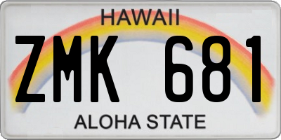 HI license plate ZMK681