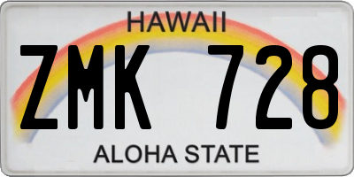 HI license plate ZMK728